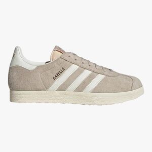 Adidas Gazelle Taupe and White Sneakers